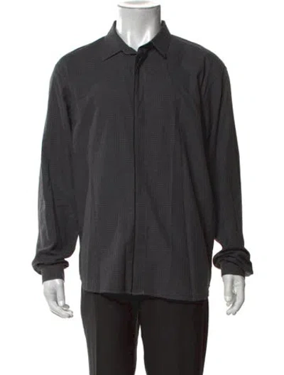 Pre-owned The Kooples Houndstooth Print Long Sleeve Shirt In Grey