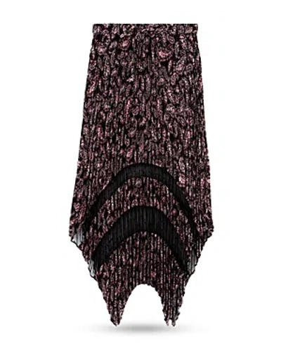 The Kooples Jupe Longue Plisse Skirt In Black