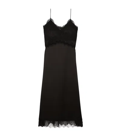 The Kooples Lace-detail Midi Dress In Black