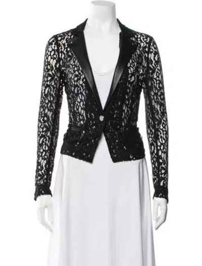 Pre-owned The Kooples Lace Pattern Blazer In Black