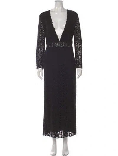 Pre-owned The Kooples Lace Pattern Long Dress In Black
