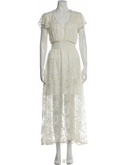 Pre-owned The Kooples Lace Pattern Long Dress In White