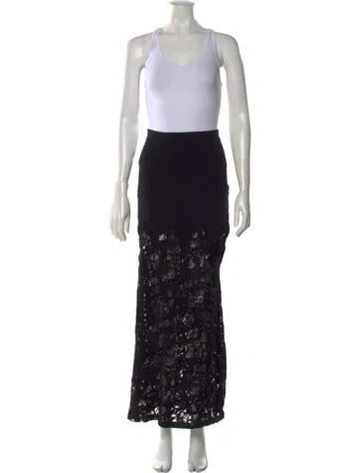 Pre-owned The Kooples Lace Pattern Long Skirt In Black