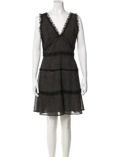 Pre-owned The Kooples Lace Pattern Mini Dress In Black