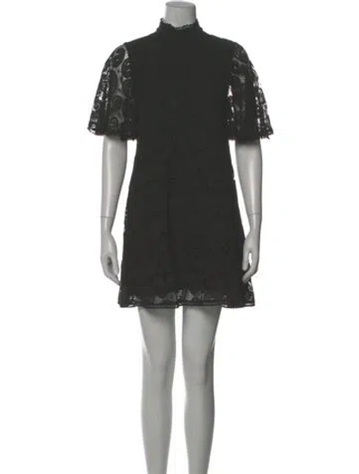 Pre-owned The Kooples Lace Pattern Mini Dress In Black