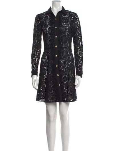 Pre-owned The Kooples Lace Pattern Mini Dress In Black