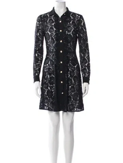 Pre-owned The Kooples Lace Pattern Mini Dress In Black