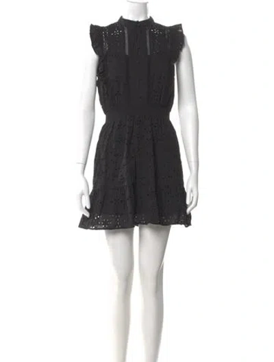 Pre-owned The Kooples Lace Pattern Mini Dress In Blue