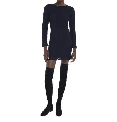 The Kooples Lace Ruffled Long-sleeve Mini Dress In Black In Blue