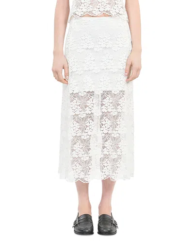 The Kooples Lace Straight Fit Skirt In Ecru