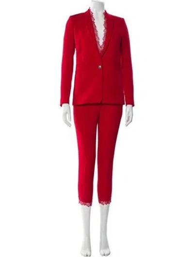 Pre-owned The Kooples Lace Trim Embellishment Pantsuit In Red