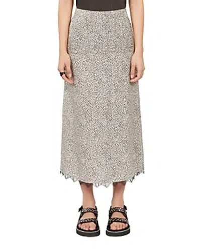 The Kooples Lace Trim Maxi Skirt In Gray