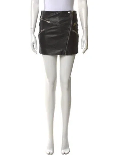 Pre-owned The Kooples Lamb Leather Mini Skirt In Black