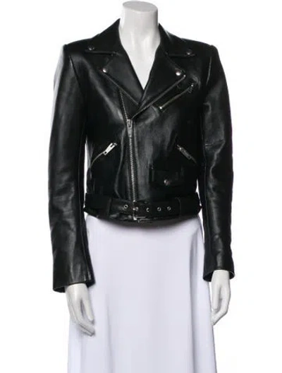 Pre-owned The Kooples Lambskin Biker Jacket In Black