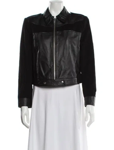 Pre-owned The Kooples Lambskin Biker Jacket In Black
