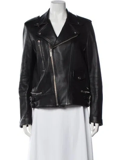 Pre-owned The Kooples Lambskin Biker Jacket In Black