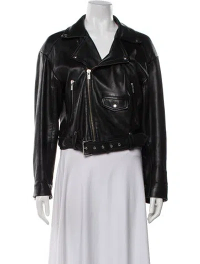 Pre-owned The Kooples Lambskin Biker Jacket In Black