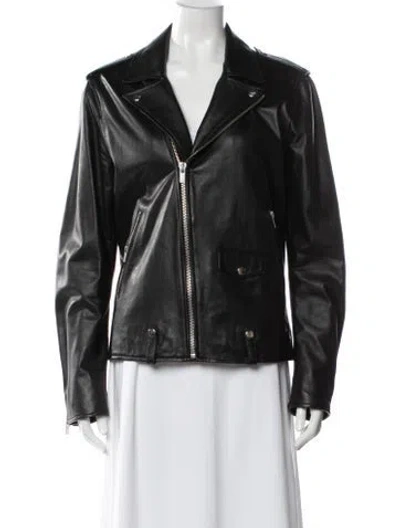 Pre-owned The Kooples Lambskin Biker Jacket In Black