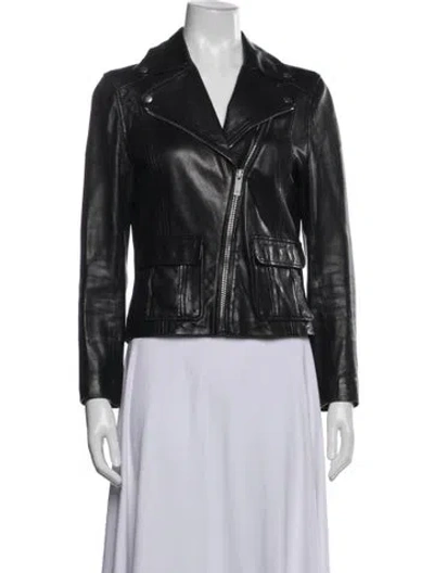 Pre-owned The Kooples Lambskin Biker Jacket In Black