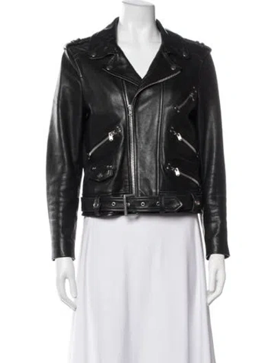 Pre-owned The Kooples Lambskin Biker Jacket In Black