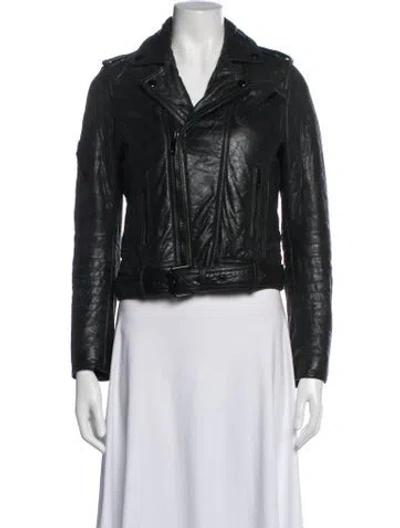 Pre-owned The Kooples Lambskin Biker Jacket In Black