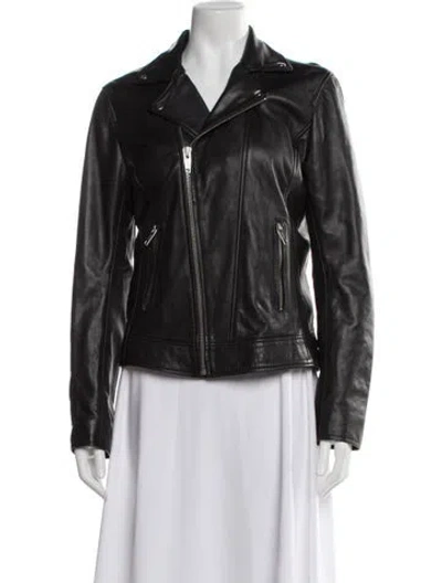 Pre-owned The Kooples Lambskin Biker Jacket In Black