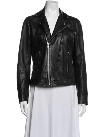 Pre-owned The Kooples Lambskin Biker Jacket In Black