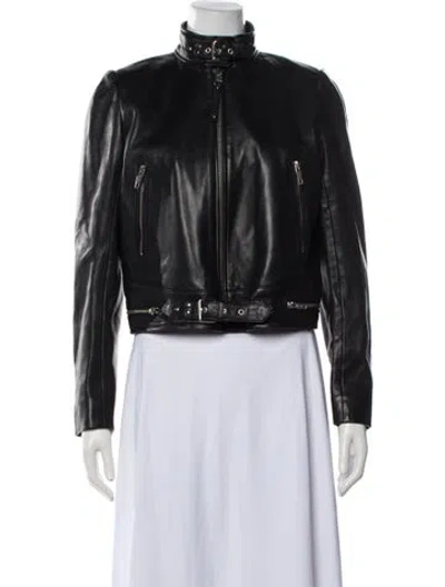 Pre-owned The Kooples Lambskin Biker Jacket W/ Tags In Black