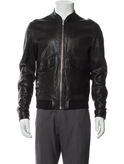 Pre-owned The Kooples Lambskin Bomber Jacket In Black