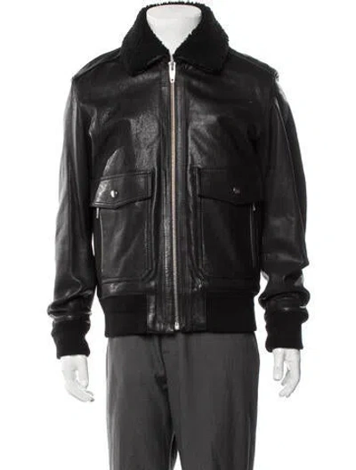 Pre-owned The Kooples Lambskin Bomber Jacket In Black