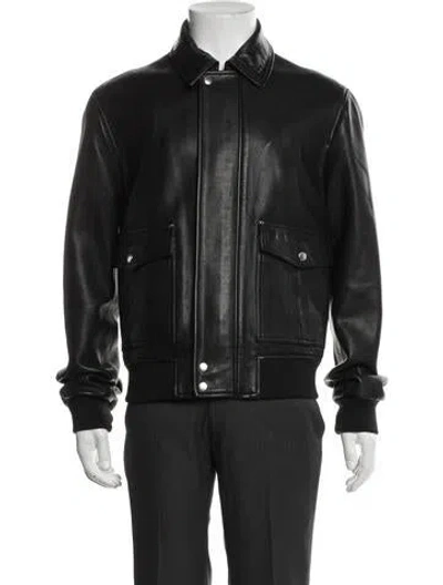 Pre-owned The Kooples Lambskin Bomber Jacket In Black