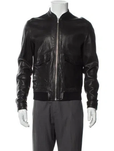 Pre-owned The Kooples Lambskin Bomber Jacket In Black
