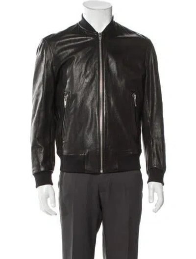 Pre-owned The Kooples Lambskin Bomber Jacket In Gray