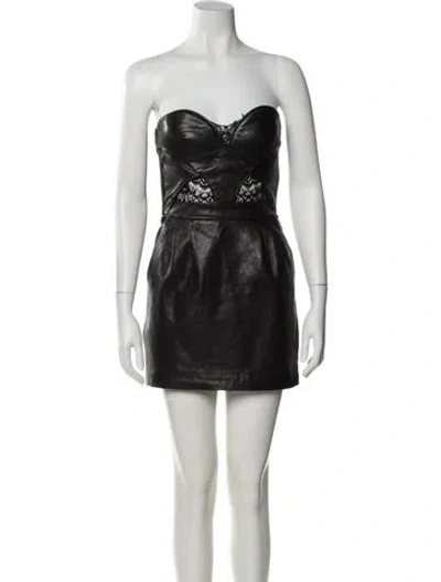 Pre-owned The Kooples Lambskin Mini Dress In Black