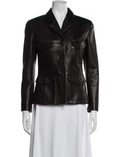 Pre-owned The Kooples Lambskin Utility Jacket In Black