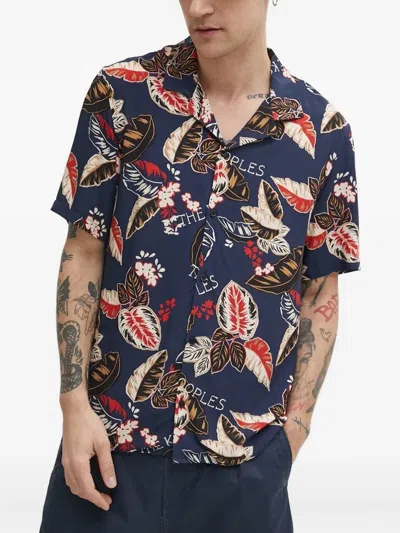 The Kooples Hemd Mit Blatt-print In Blue