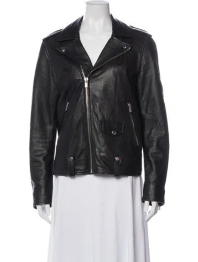 Pre-owned The Kooples Leather Biker Jacket In Black
