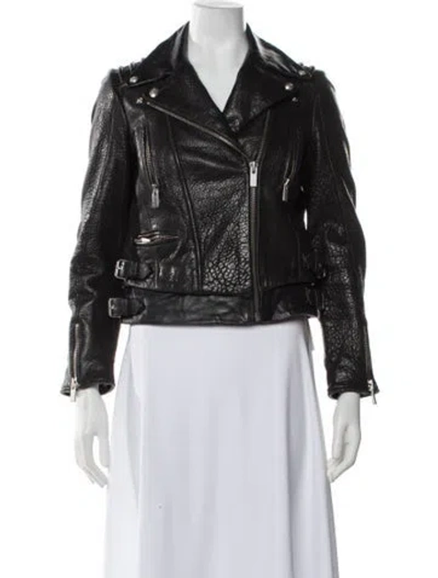 Pre-owned The Kooples Leather Biker Jacket In Black