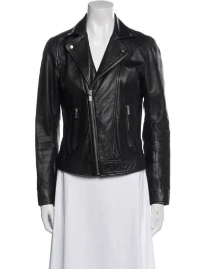 Pre-owned The Kooples Leather Biker Jacket In Black