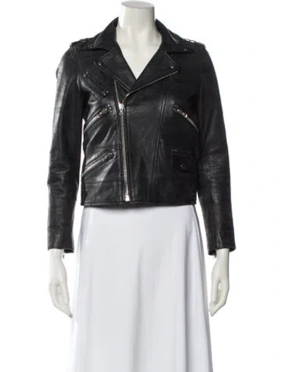 Pre-owned The Kooples Leather Biker Jacket In Black