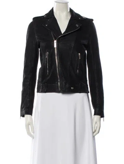 Pre-owned The Kooples Leather Biker Jacket In Black