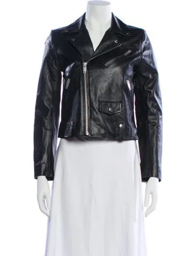 Pre-owned The Kooples Leather Biker Jacket In Black