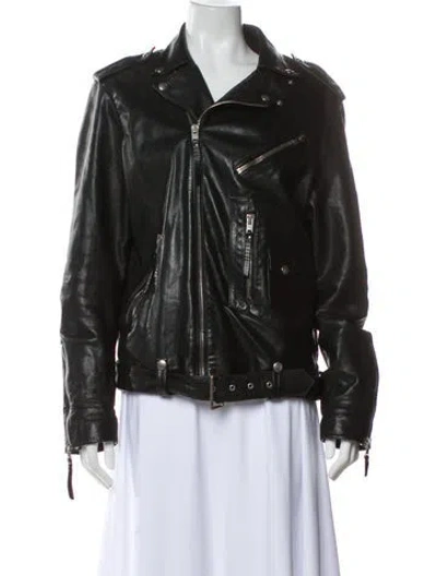Pre-owned The Kooples Leather Biker Jacket In Black