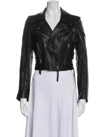 Pre-owned The Kooples Leather Biker Jacket In Black