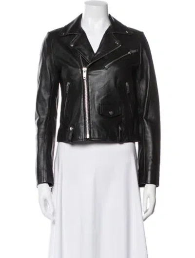 Pre-owned The Kooples Leather Biker Jacket In Black