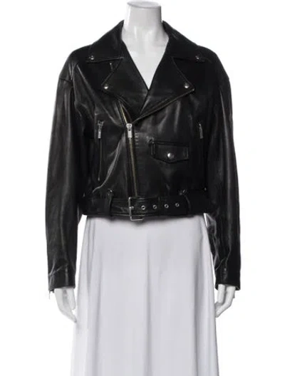Pre-owned The Kooples Leather Biker Jacket In Black