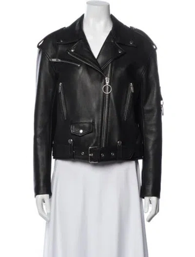 Pre-owned The Kooples Leather Biker Jacket In Black