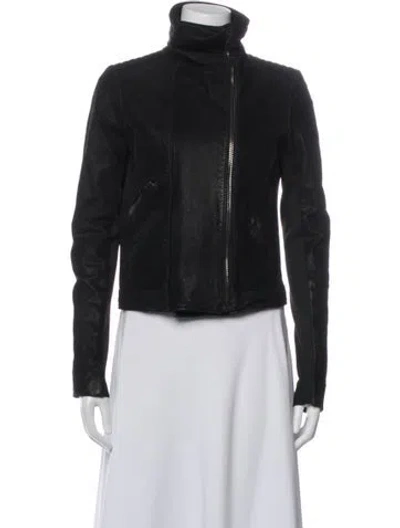 Pre-owned The Kooples Leather Biker Jacket In Black