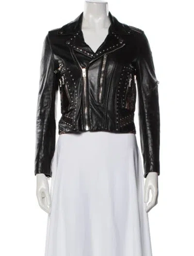 Pre-owned The Kooples Leather Biker Jacket In Black