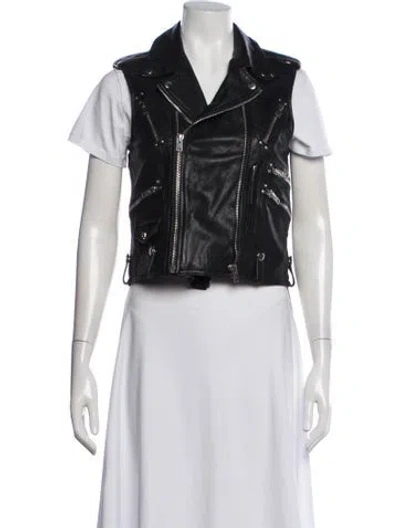 Pre-owned The Kooples Leather Biker Jacket In Black